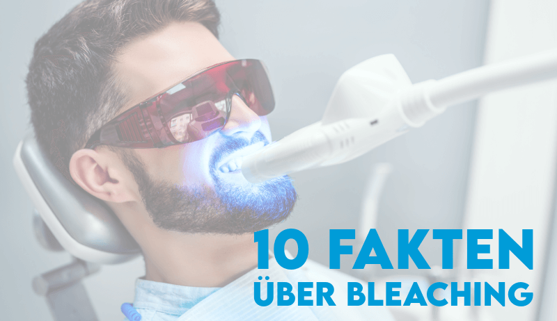 Mann beim professionellen Zahnbleaching mit LED-Licht im Zahnarztstuhl